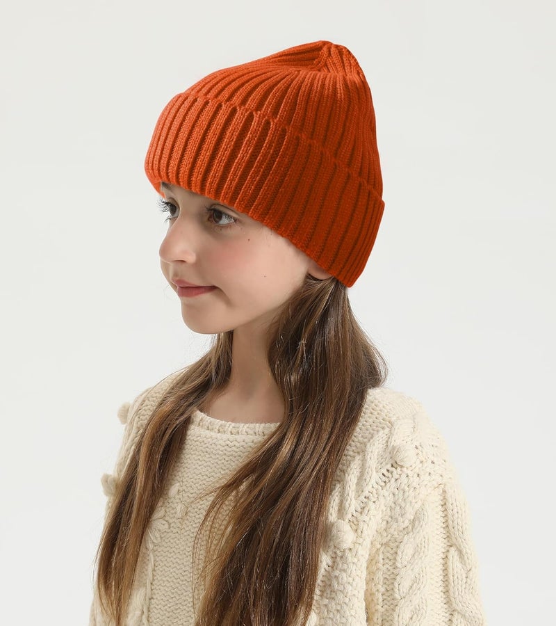 KDVOG Store Kids Merino Wool Beanie Hat,Unisex Children Warm Winter Cuffed Ski Caps Classic Knitted Skull Caps for Boys Girls 7-14Y - Image 4